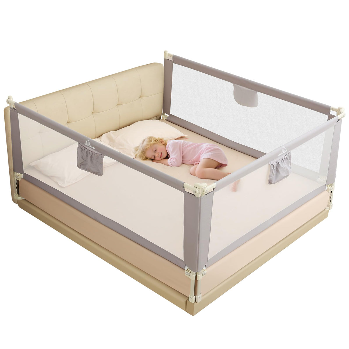 BabyAlly quick assembled bed rail showing easy folding for fast setup