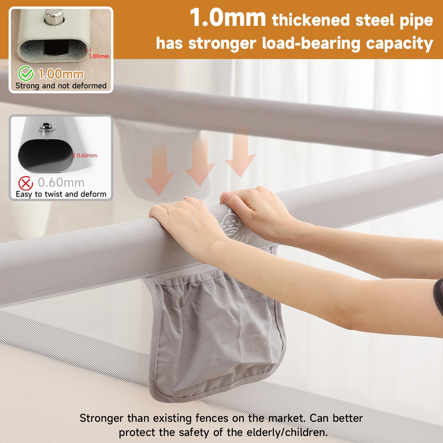 BabyAlly zero gap F tube fit for a snug bed connection with no gaps