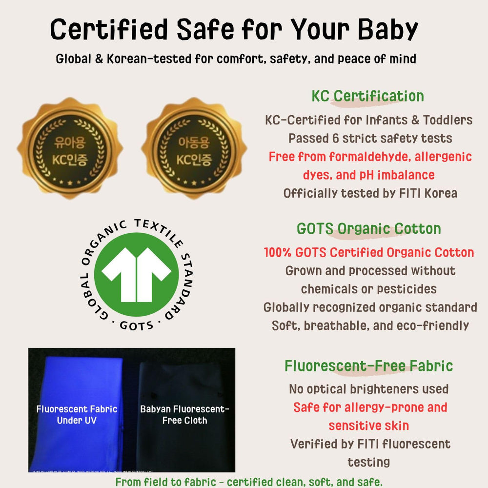 Babyan Organic Baby Cloths hypoallergenic fabric gentle on sensitive skin.