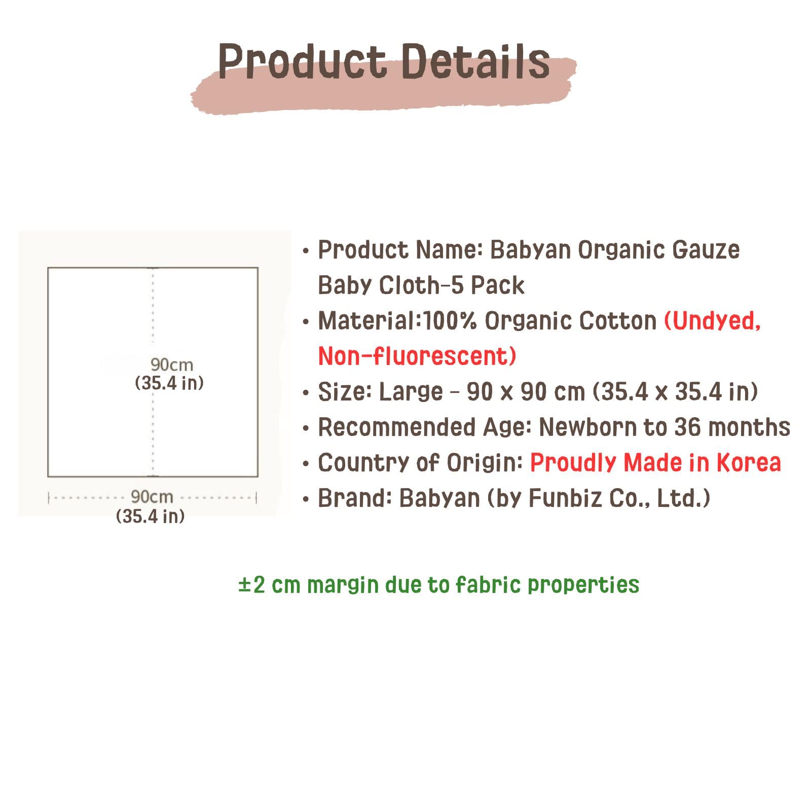 Babyan Organic Baby Cloths multi-use cloths for burping, feeding, and swaddling.