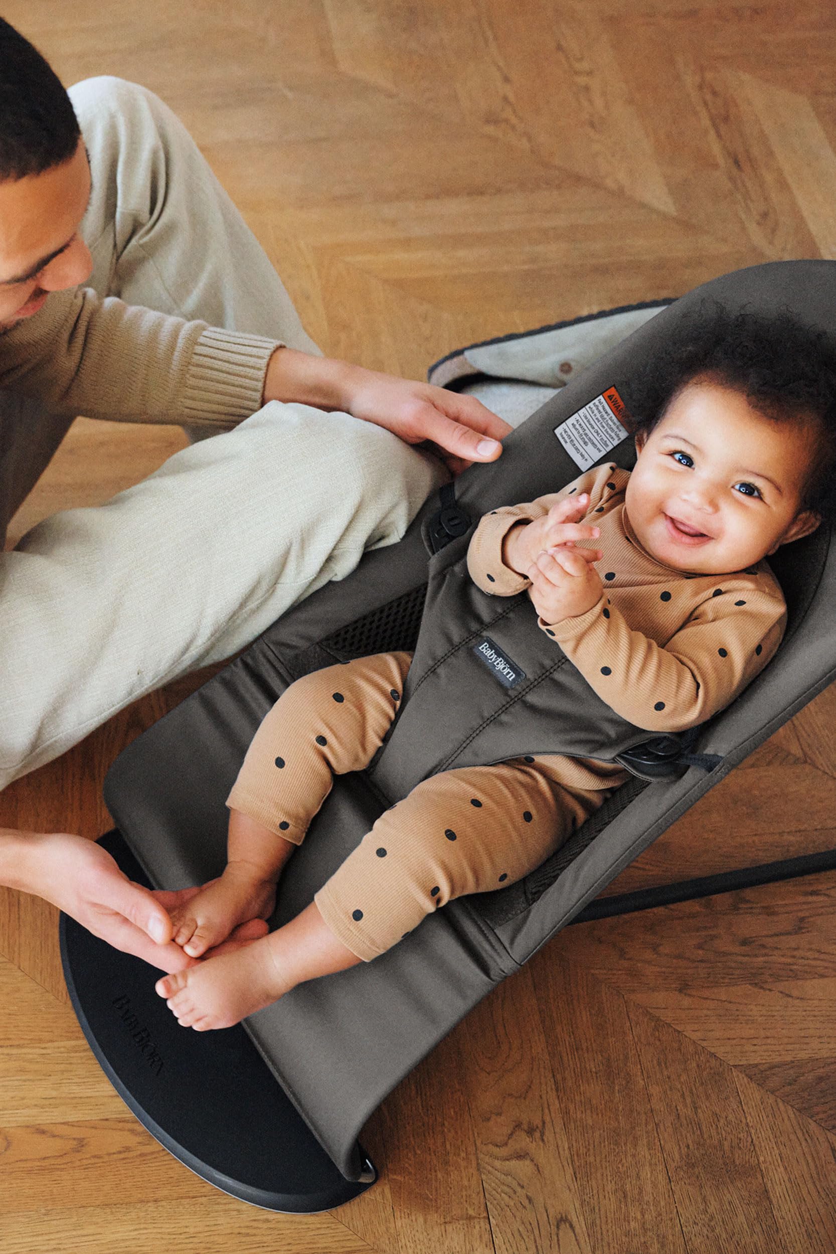 BabyBjörn Bouncer Balance Soft adapts from newborn to toddler seating.