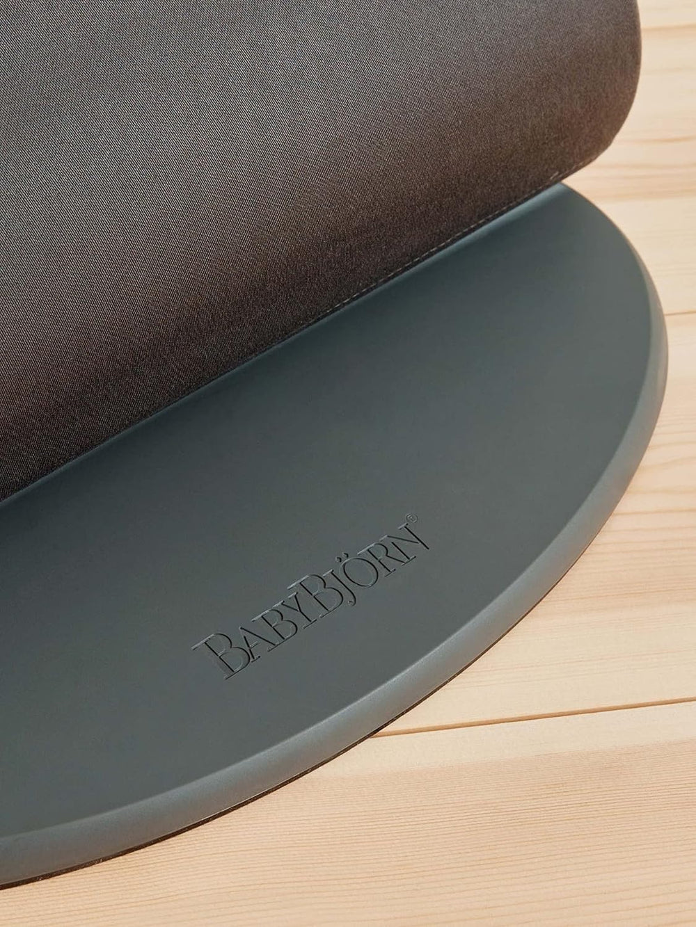 BabyBjörn Bouncer Bliss compact storage closeup suggests space-saving design.