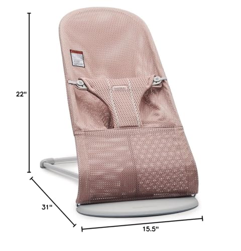 BabyBjörn Bouncer Bliss Mesh Dusty Pink soft mesh detail for airy comfort.