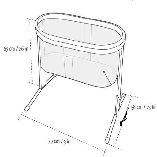 BabyBjörn cradle white folded view demonstrates easy portability.