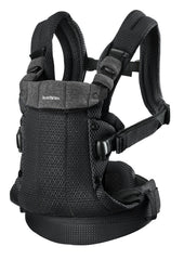 BabyBjörn Harmony 3D mesh close-up shows breathable fabric for comfort.