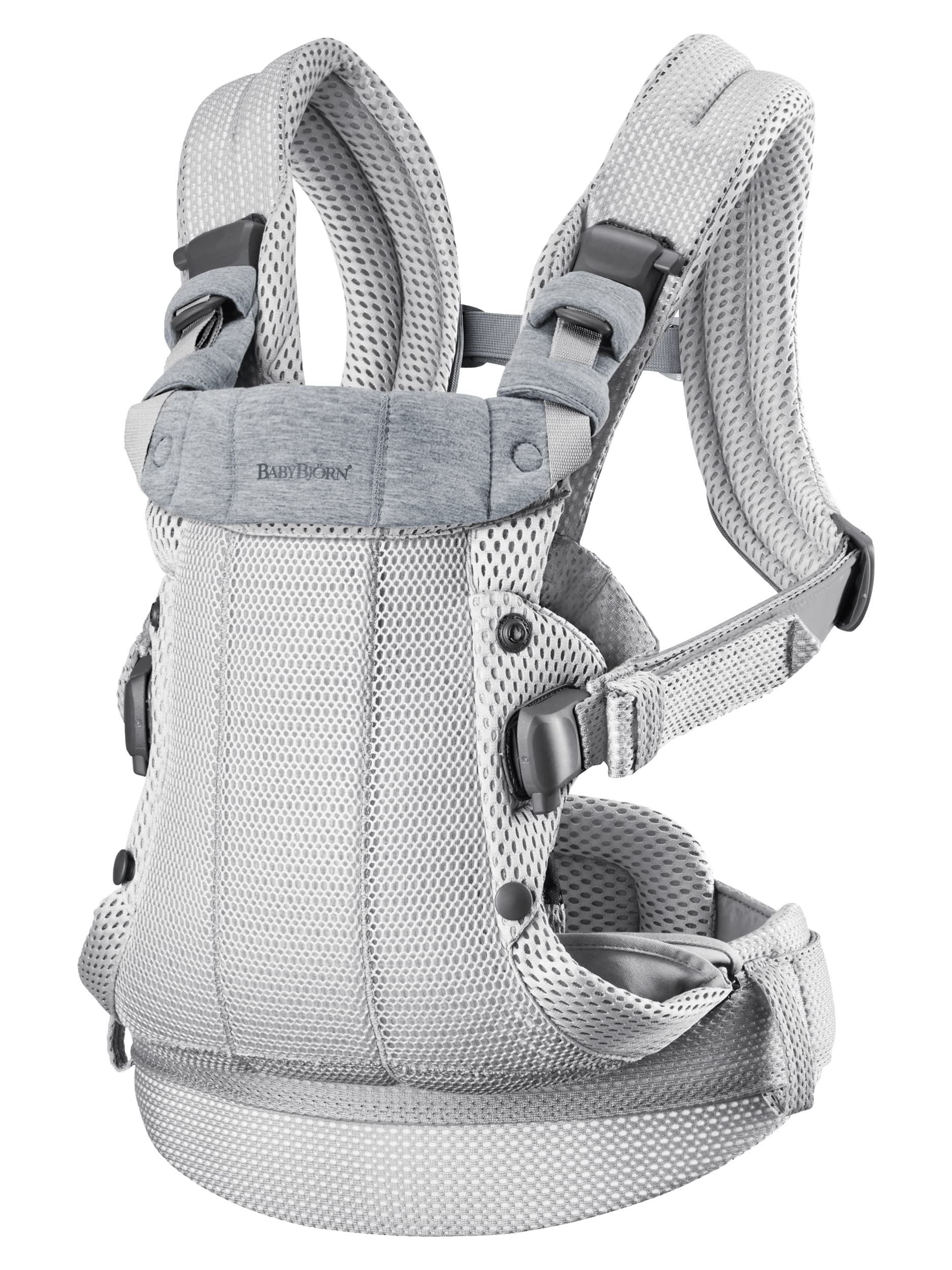BabyBjörn Harmony 3D mesh close-up shows breathable babywearing comfort