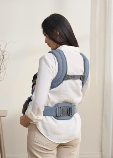BabyBjörn Harmony back carry position demonstrates versatility for growing babies.