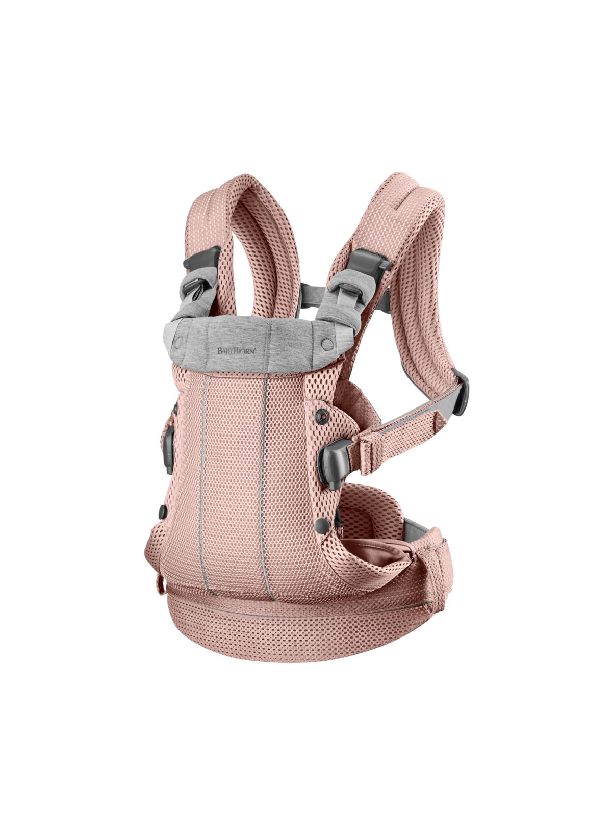 BabyBjörn Harmony Dusty Pink fabric close-up highlighting breathable, soft mesh