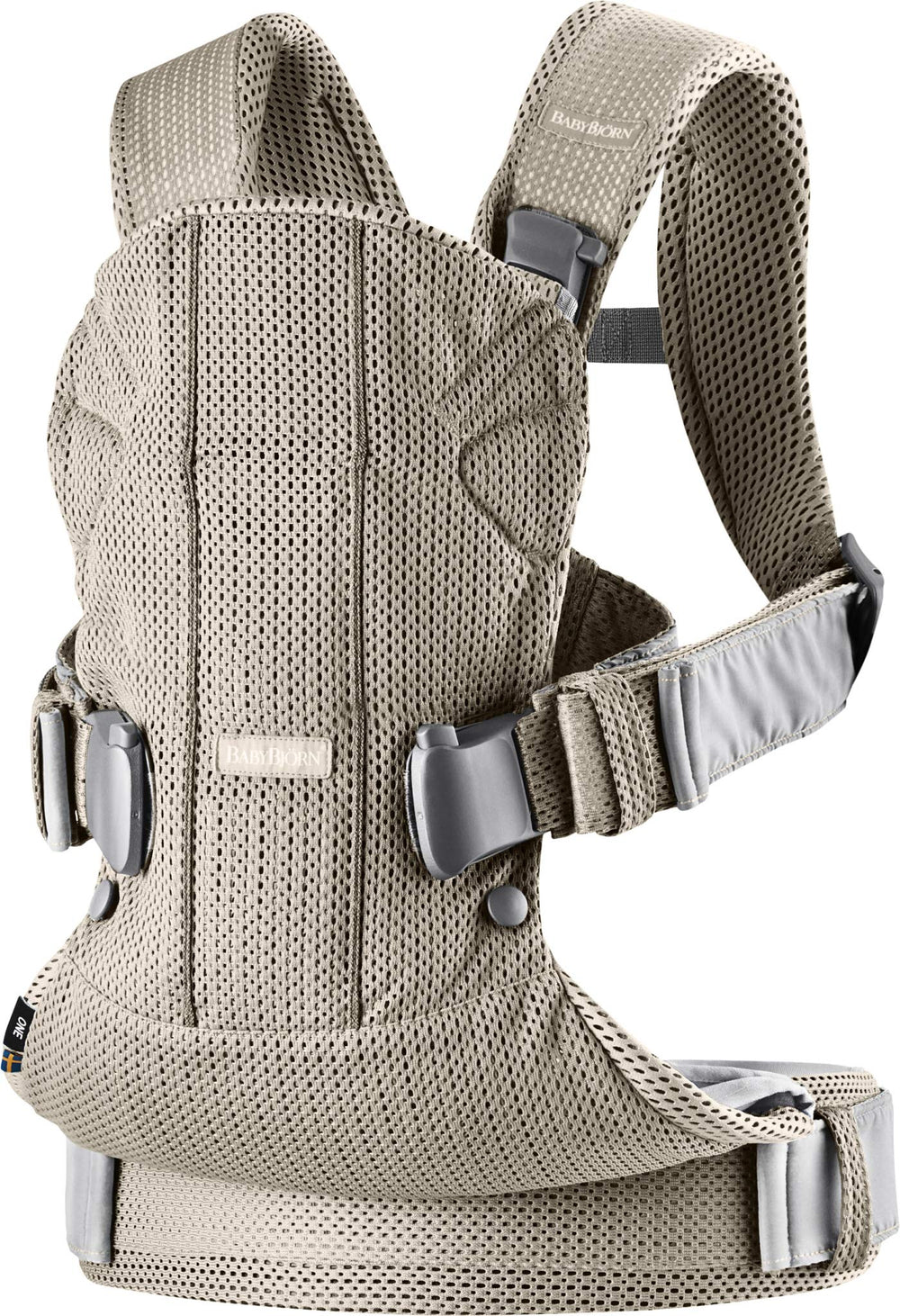 BabyBjörn One Air greige mesh back carry with support