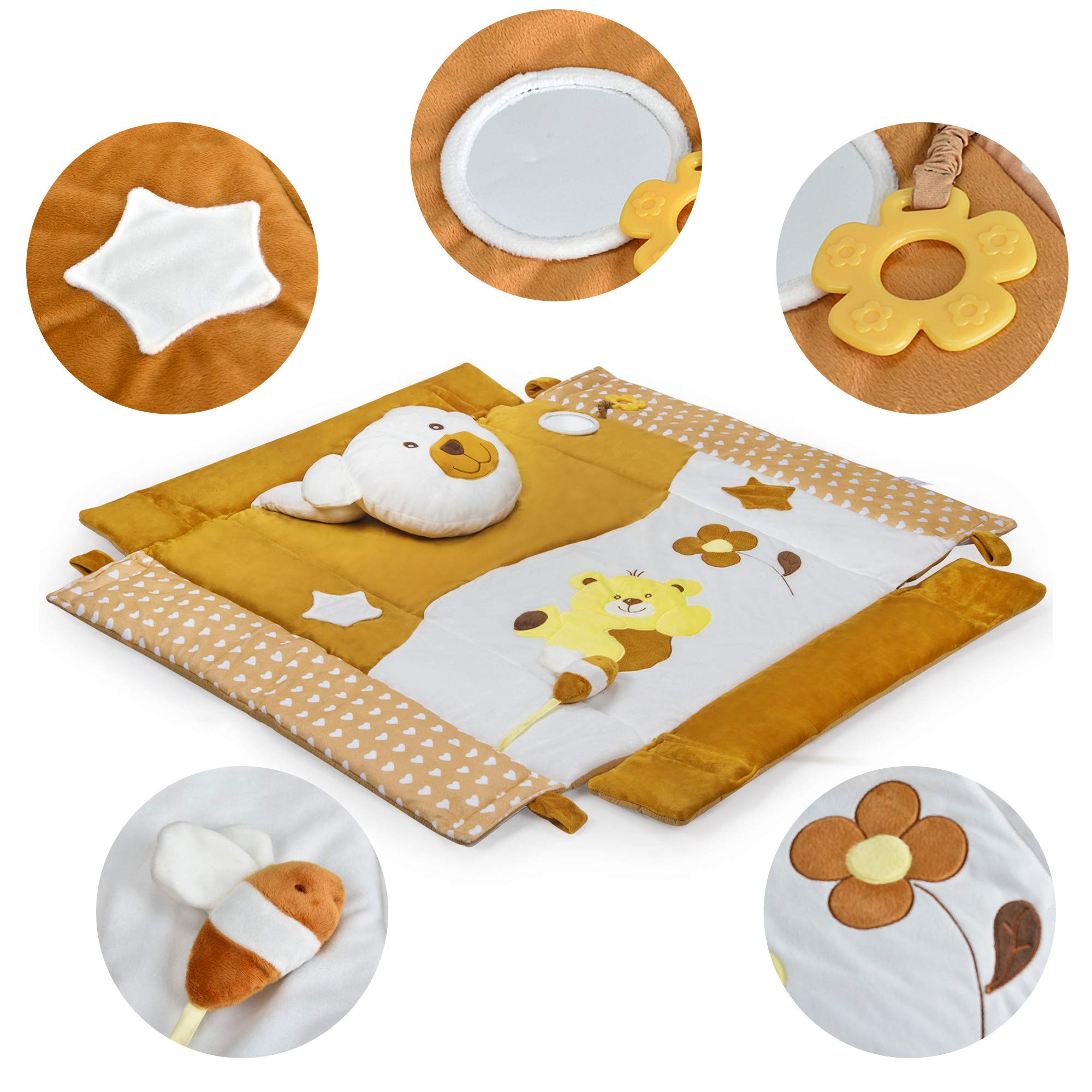 BabyBless large 42x40 inch playmat provides ample space for movement.