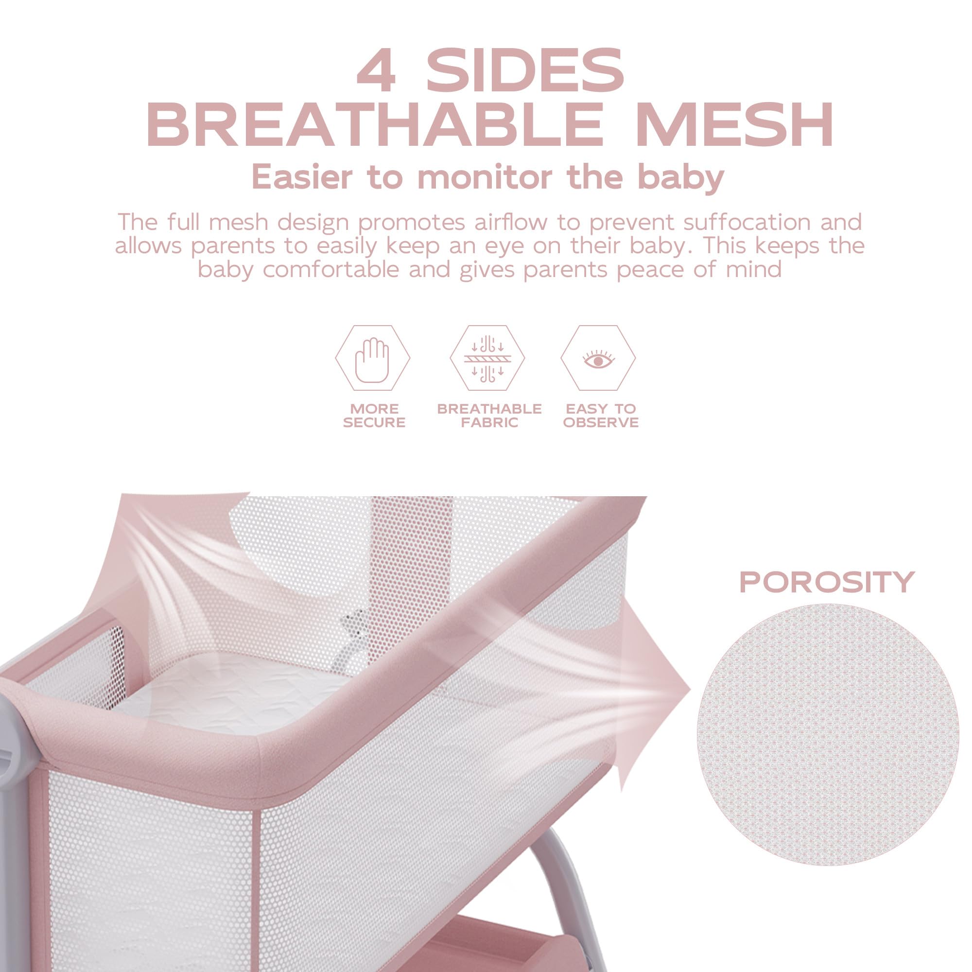 BabyBond 360-degree mesh surround improves airflow and visibility.