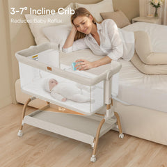 BabyBond bassinet drop-down side enables easy nighttime nursing and soothing.