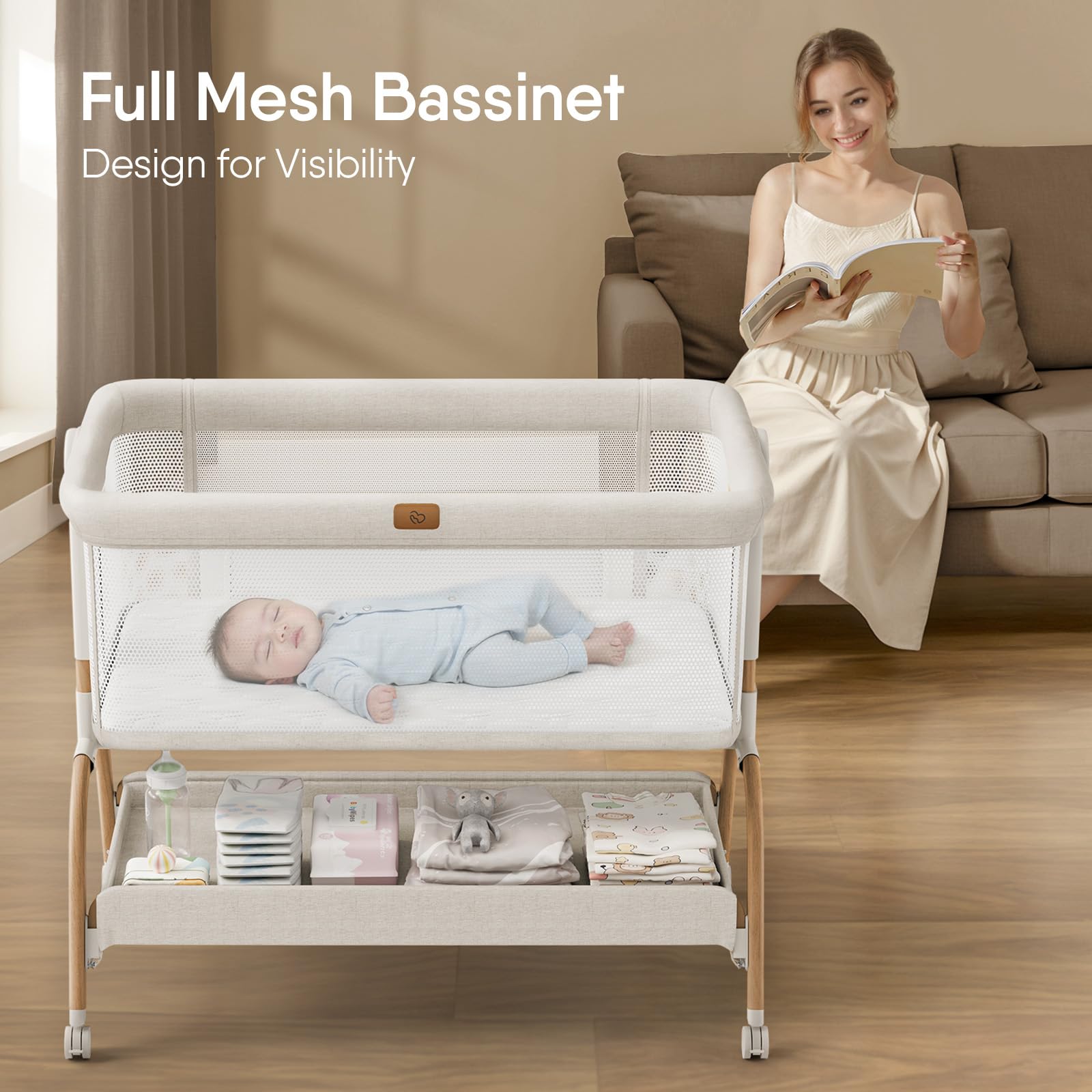 BabyBond six-height adjustable design fits most beds for comfort.
