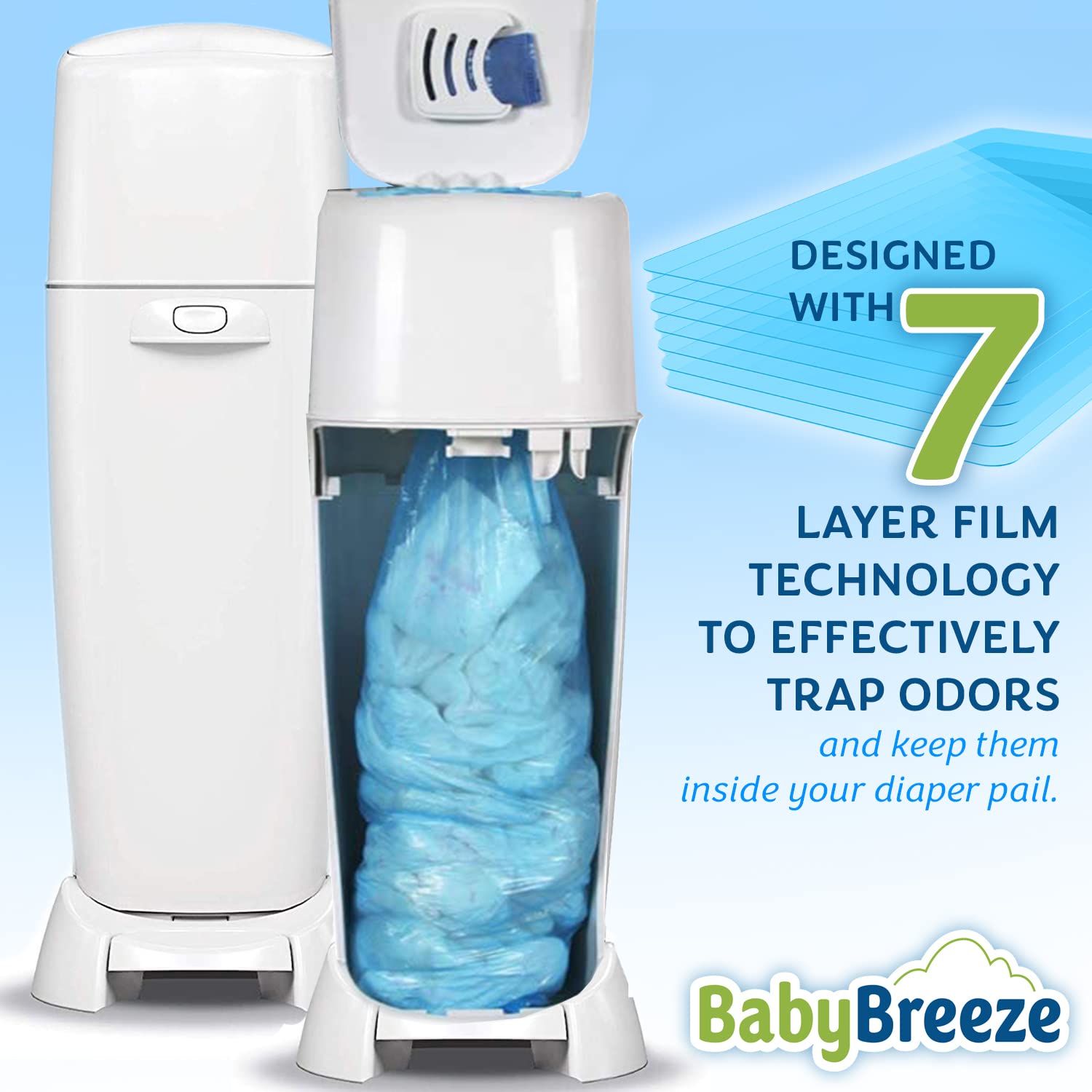 BabyBreeze works with Munchkin Step and Pail