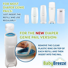 BabyBreeze compatible with Playtex Diaper Genie pails for easy disposal