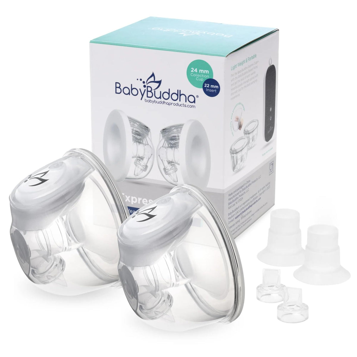 BabyBuddha Express Cups Plus in-bra setup for hands-free pumping and privacy.