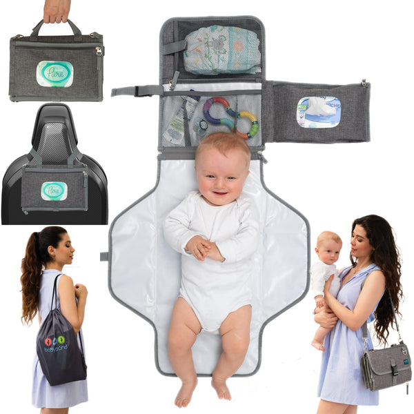 Babybund portable changing pad with waterproof mat for on-the-go diaper changes.