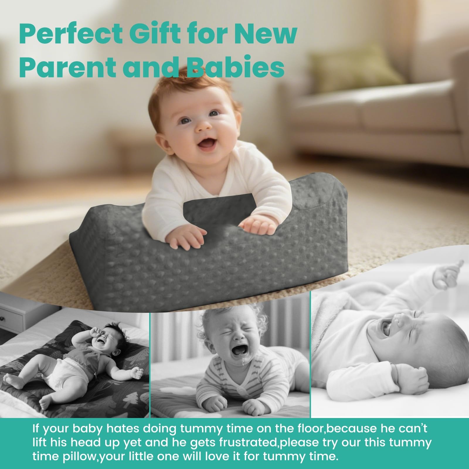 Babycare neck-shoulder support for infant feeding and play.