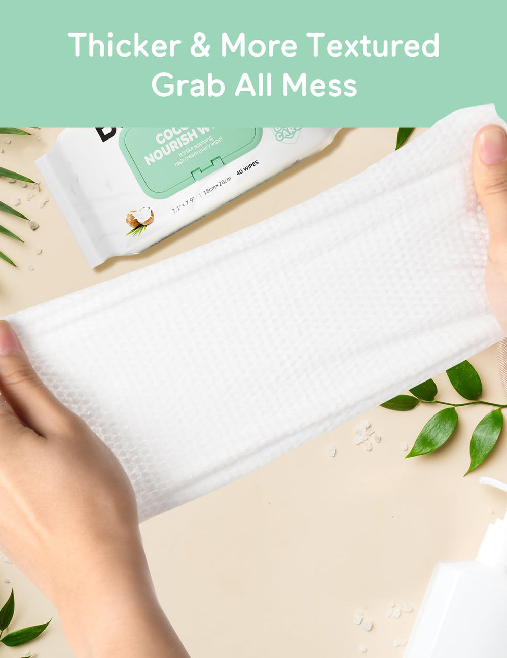 Newborn-friendly Babycozy Sensitive wipes in use with baby