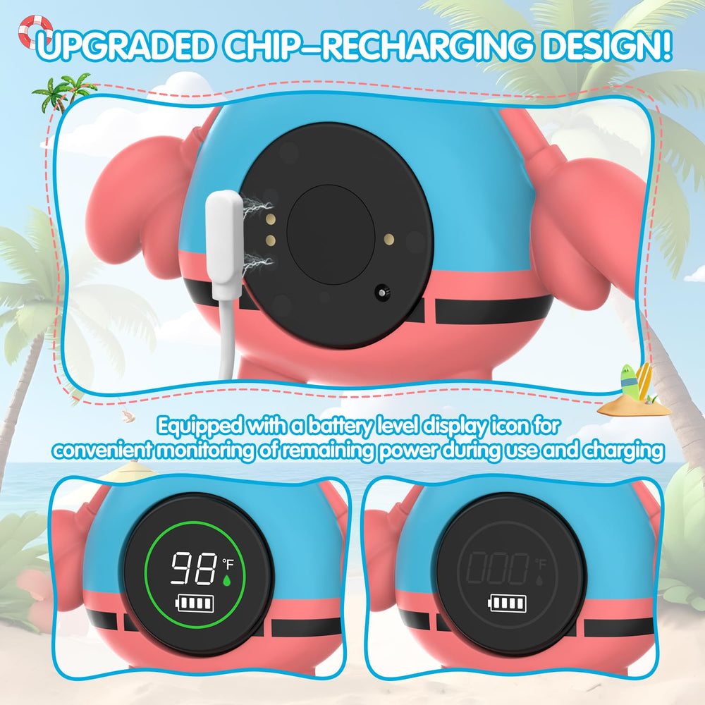 BabyElf Floating Crab Thermometer resting on water surface for quick temperature checks