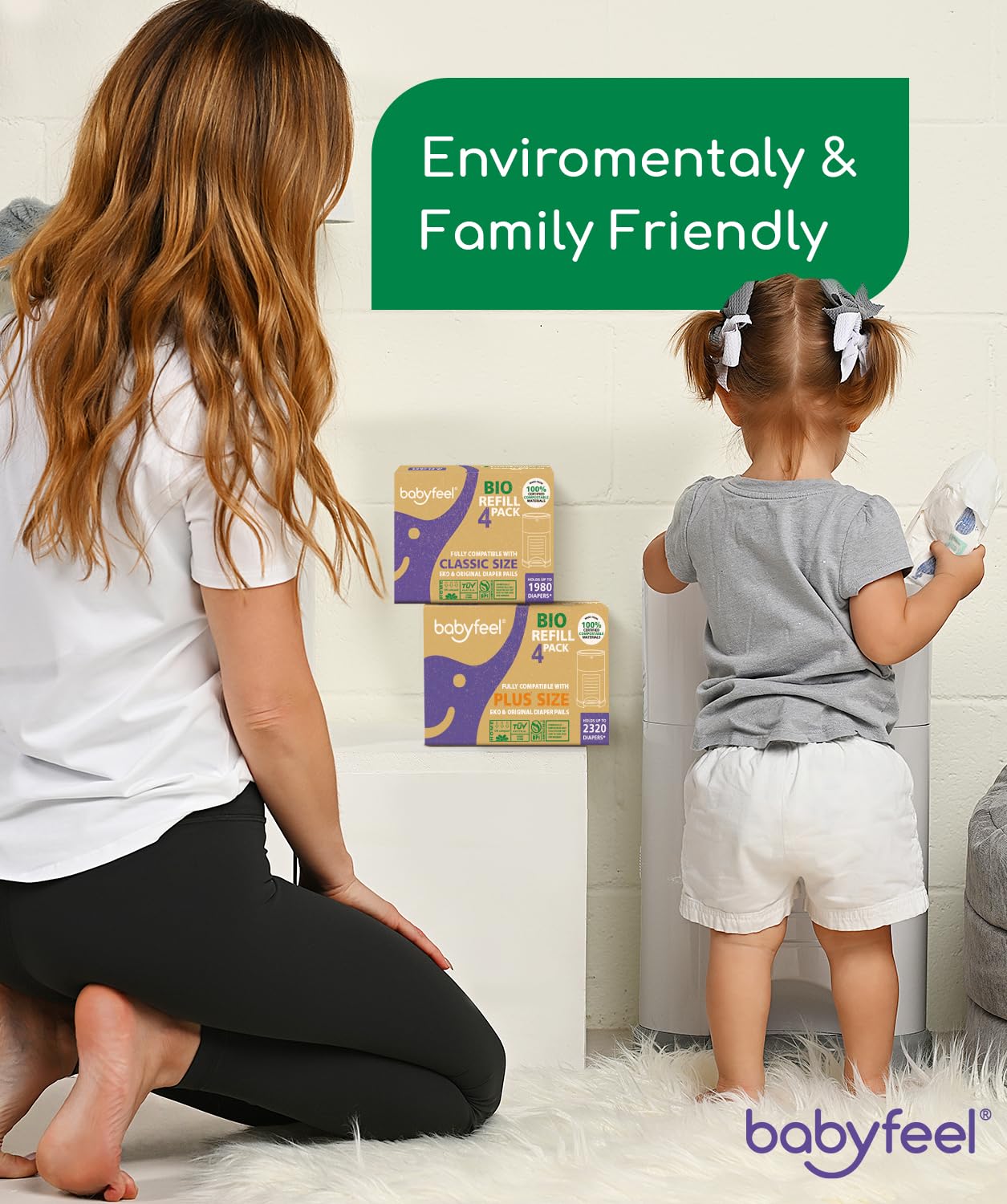 Babyfeel easy-to-use refills simplify changes and reduce odor.