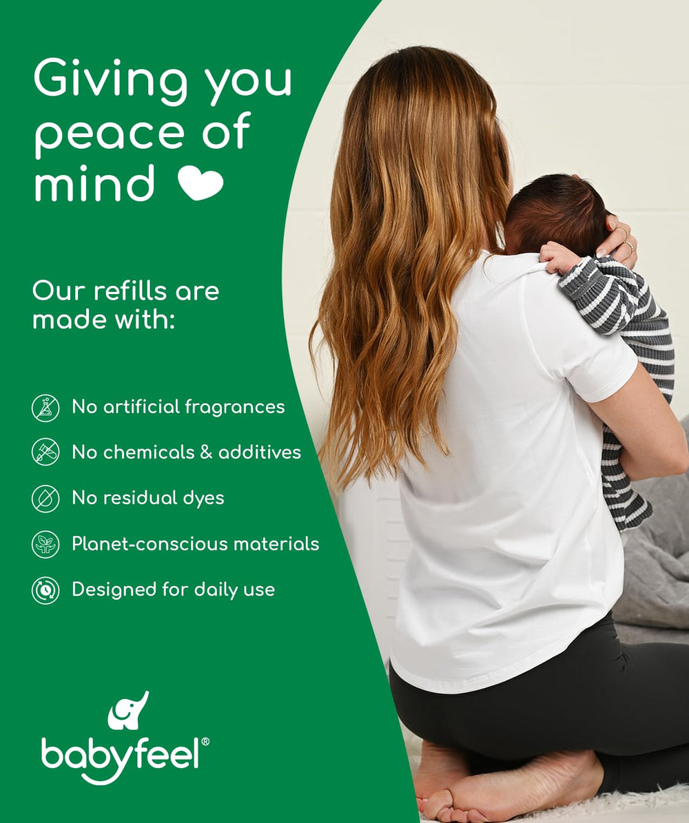 Babyfeel refills include a running low indicator to plan refills.