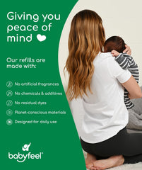 Babyfeel refills include a running low indicator to plan refills.