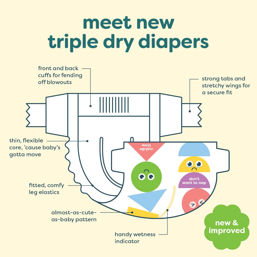 Babyganics diapers Size 2 76-count front view, soft-touch material for gentle wear.