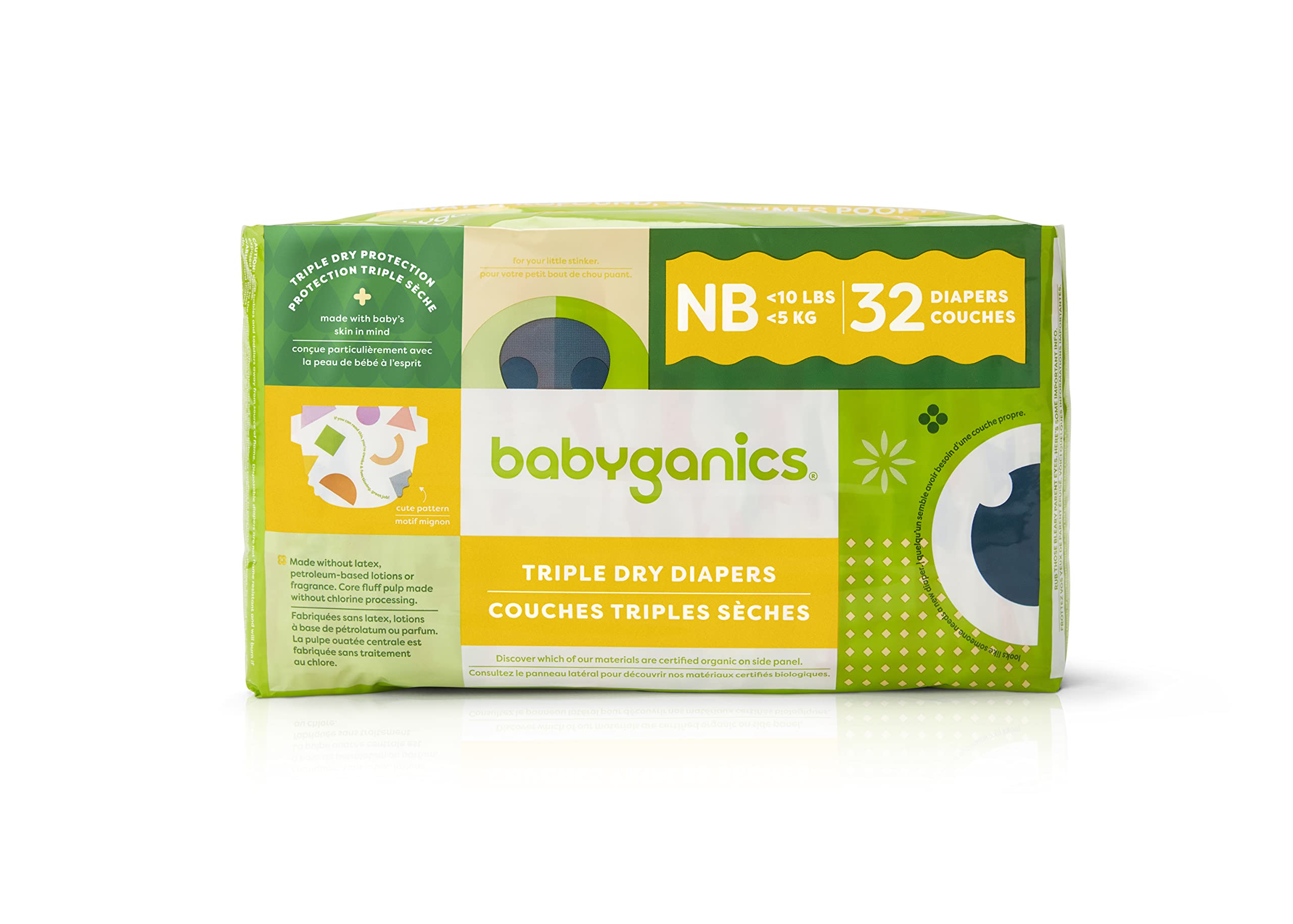 BabyGanics Size 1 diaper with absorbent core for reliable protection