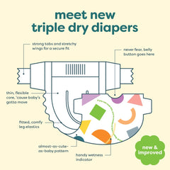BabyGanics Size 1 diaper highlighting breathable layer for skin comfort
