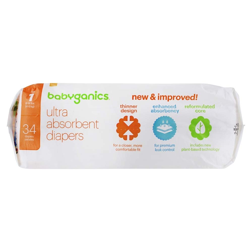 BabyGanics infant-fit diapers in small size ideal for tiny newborns.