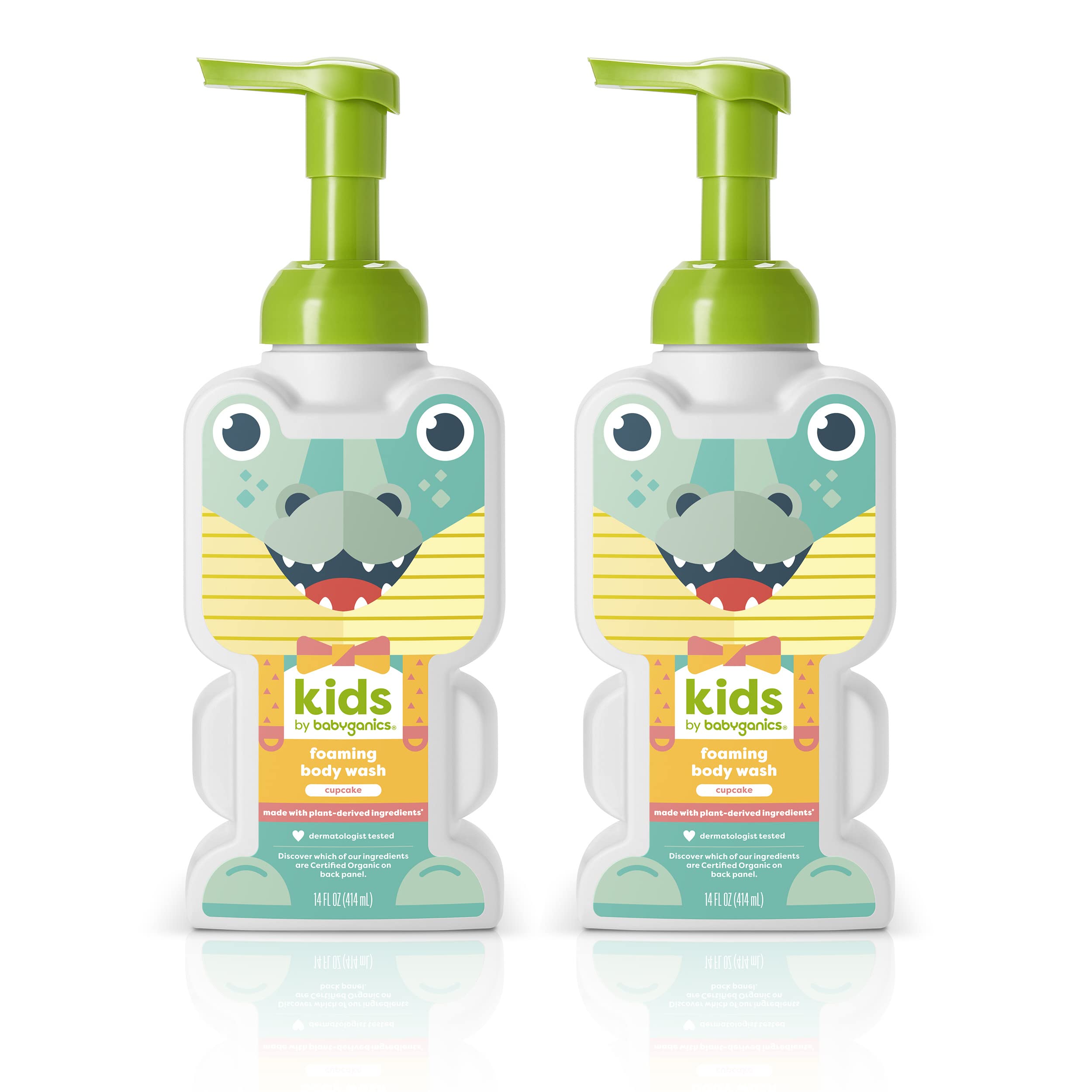 Babyganics KidsFoaming Body Wash Cupcake bottle with bubbly bath foam