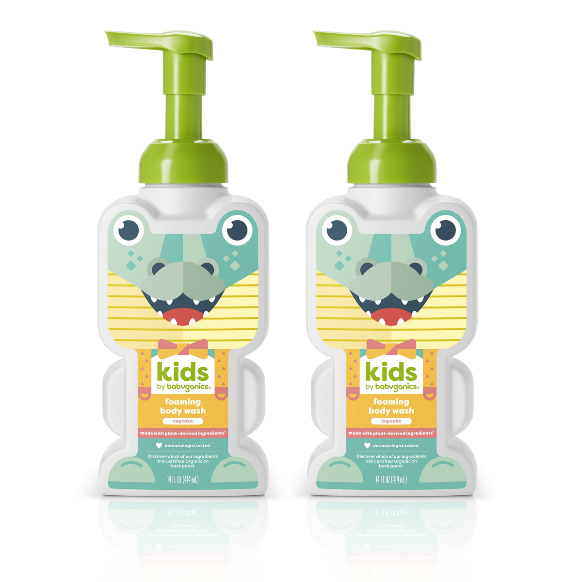 Babyganics KidsFoaming Body Wash Cupcake bottle with bubbly bath foam