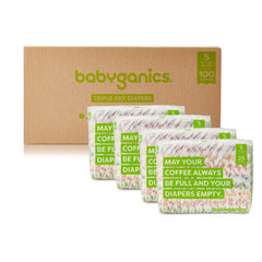 Babyganics Size 5 diaper wetness indicator panel signals when to change.