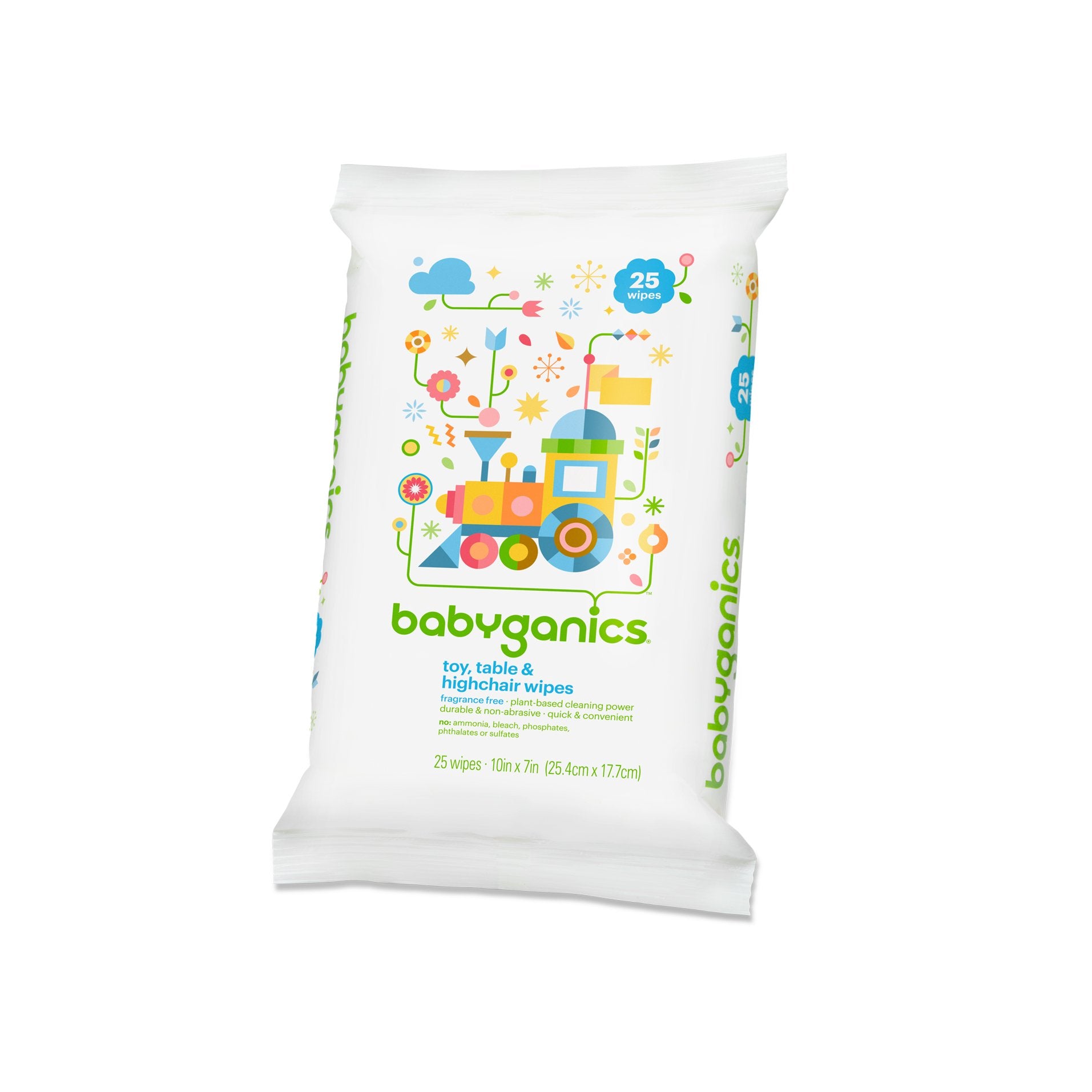 Babyganics toy and table wipes pack front for quick cleaning on the go