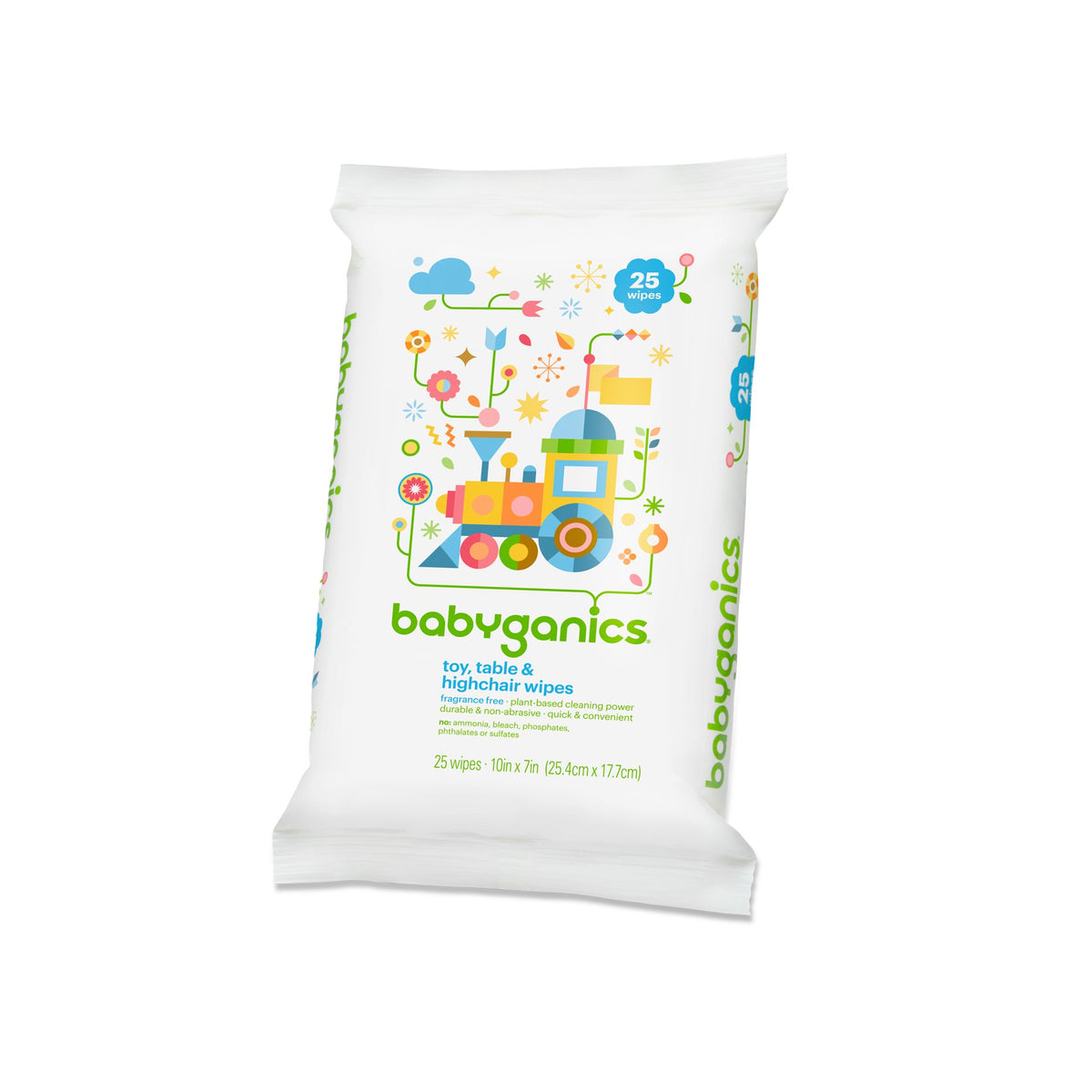 Babyganics toy and table wipes pack front for quick cleaning on the go