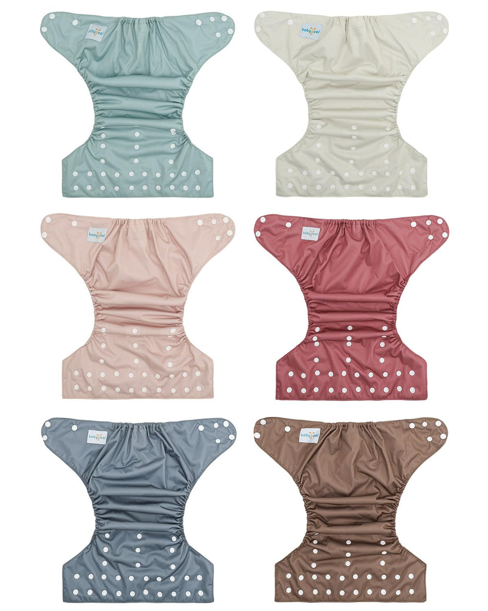 Babygoal 6 cloth diaper covers with waterproof fabric to protect outfits during day.