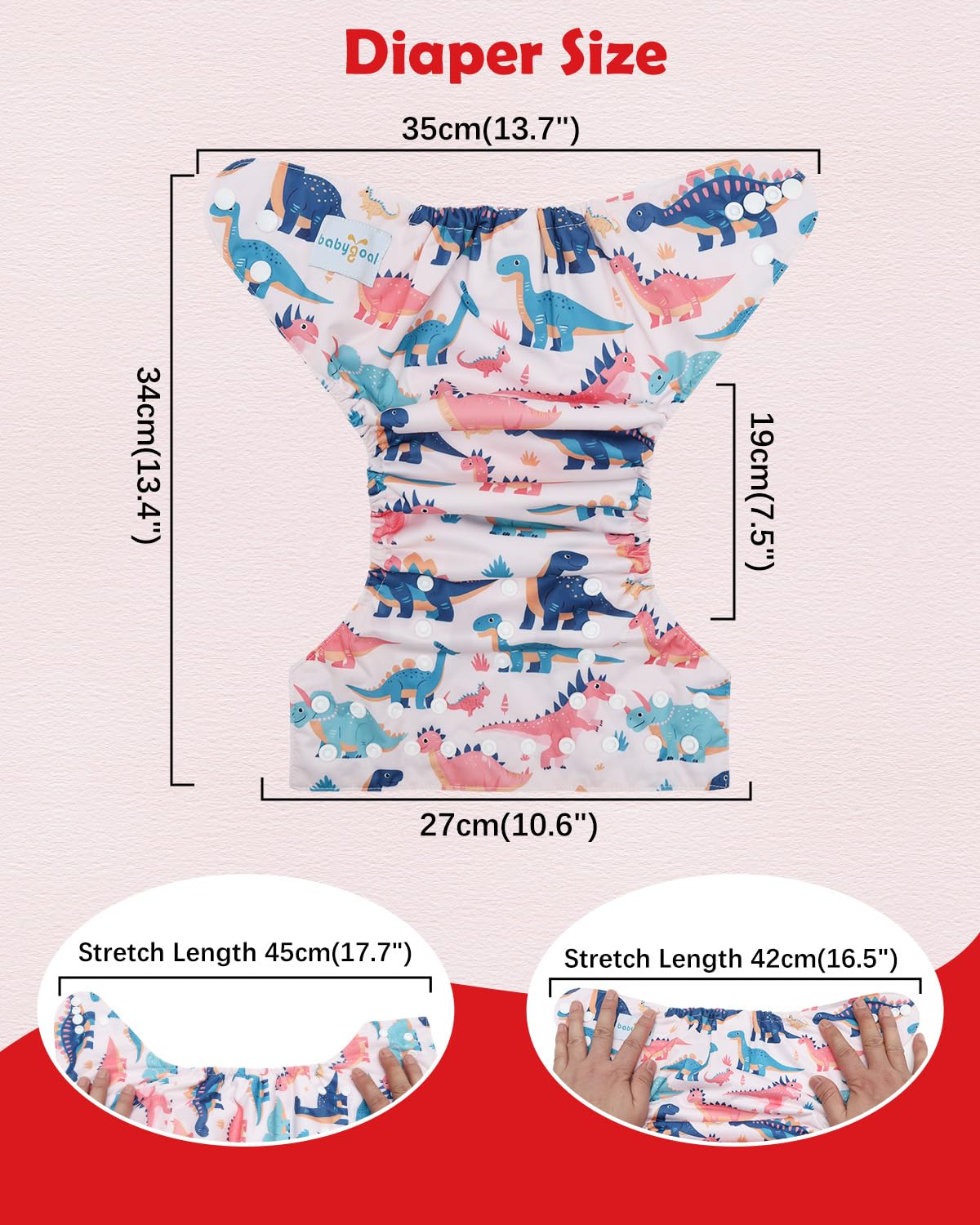 Babygoal adjustable diaper covers provide a comfortable, snug fit.