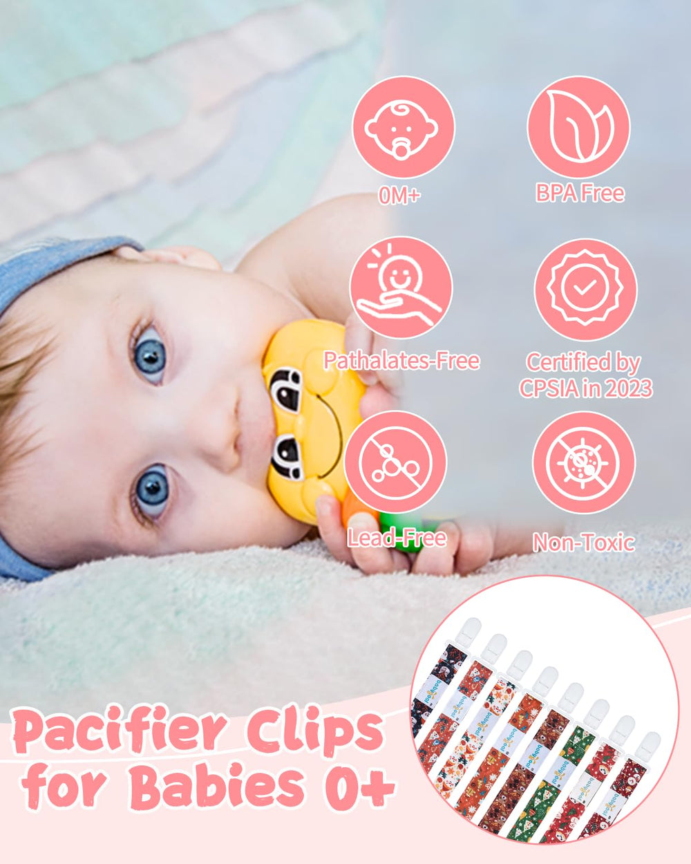 babygoal animal design pacifier clip helps keep pacifier handy during outings.