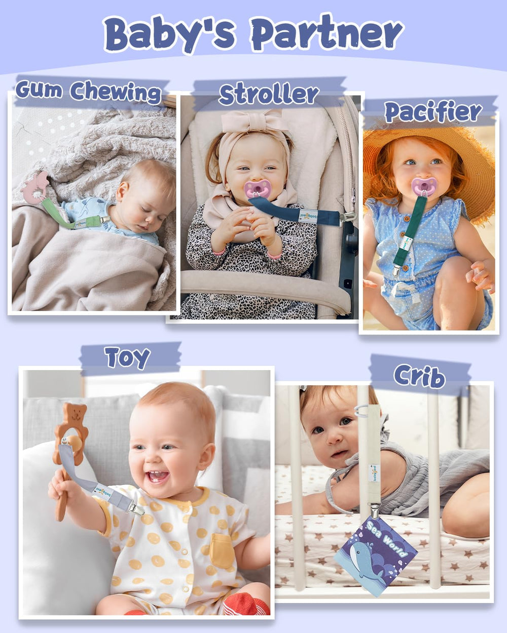 Babygoal baby clothes safe pacifier clip keeps pacifier close