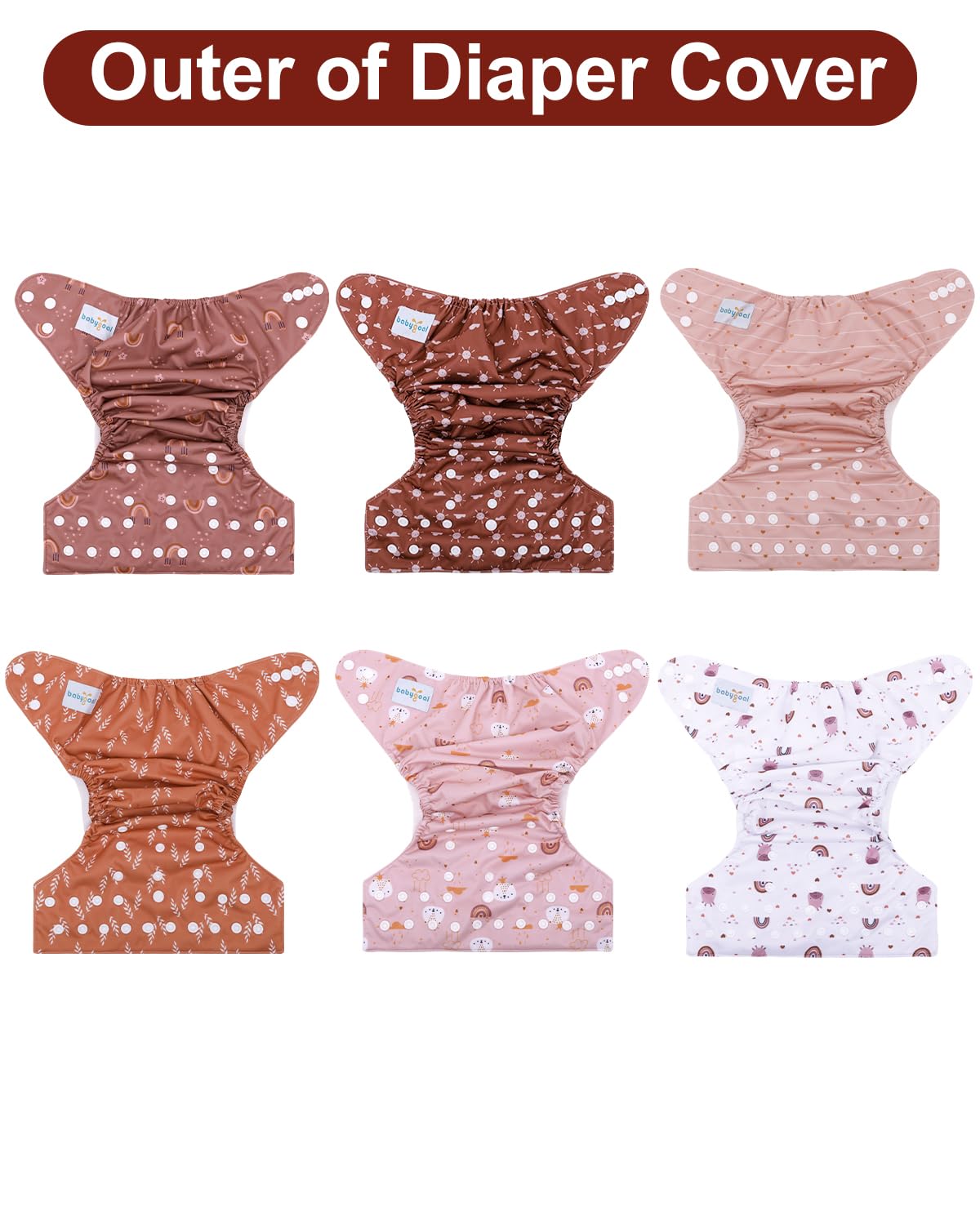 Babygoal baby wearing diaper cover provides all-day comfortable fit.