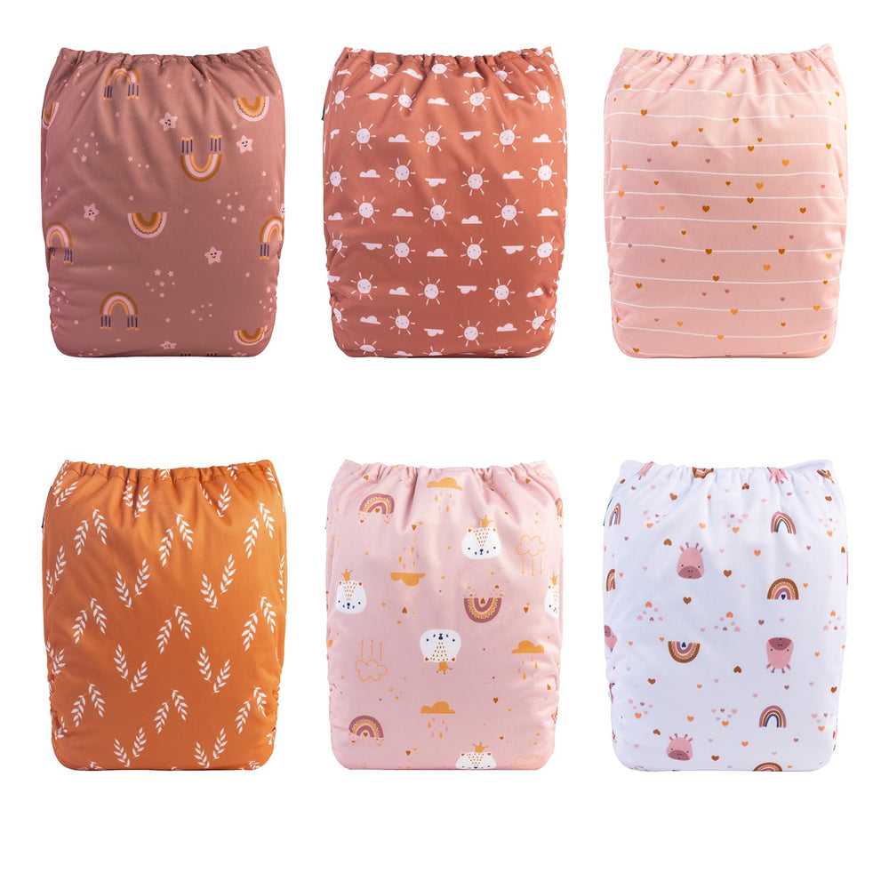 Babygoal Adjustable snaps demonstrate size options from S to L for growing babies.
