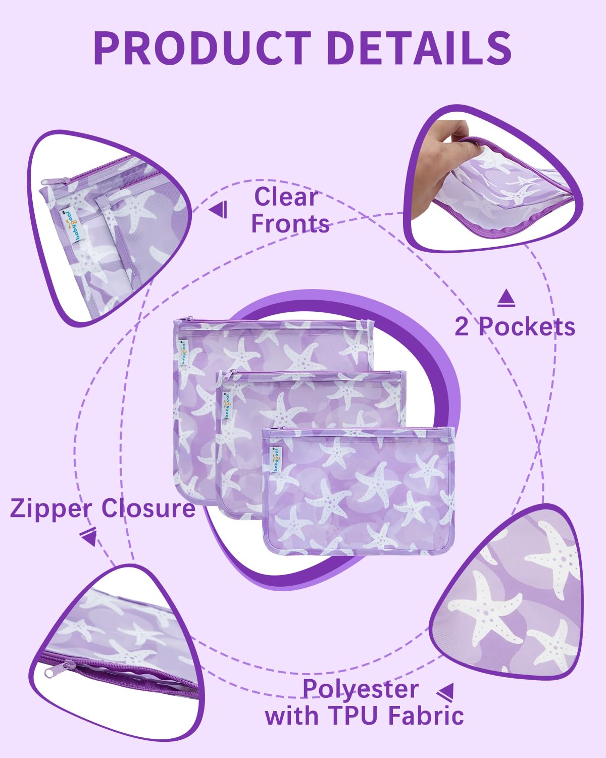 babygoal clear-travel-bag-toiletries-6x9 transparent kit for bathroom essentials