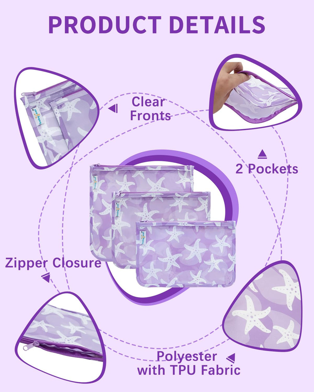 babygoal clear-travel-bag-toiletries-6x9 transparent kit for bathroom essentials