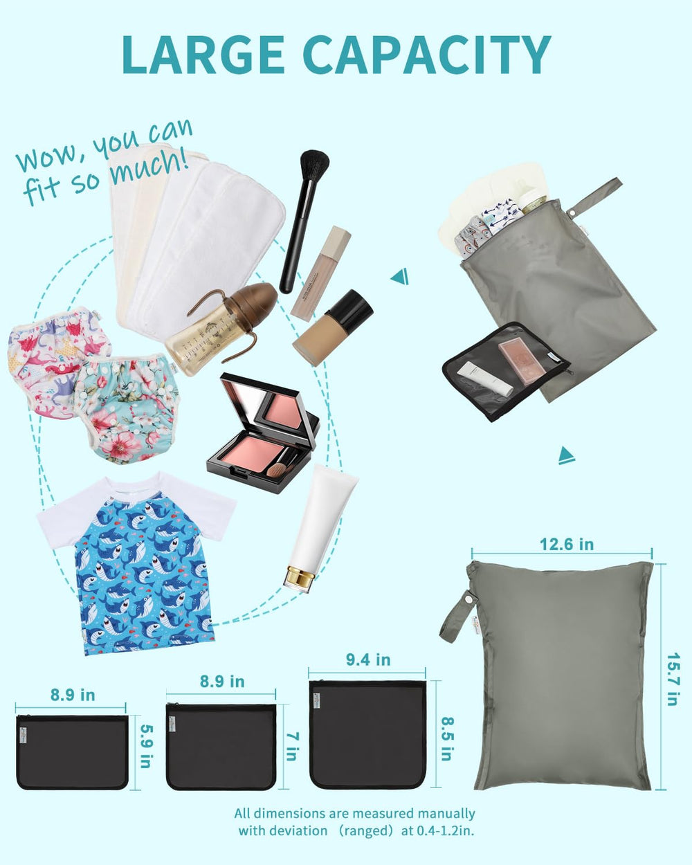 Babygoal clear travel bag small for TSA-friendly toiletries and cosmetics.