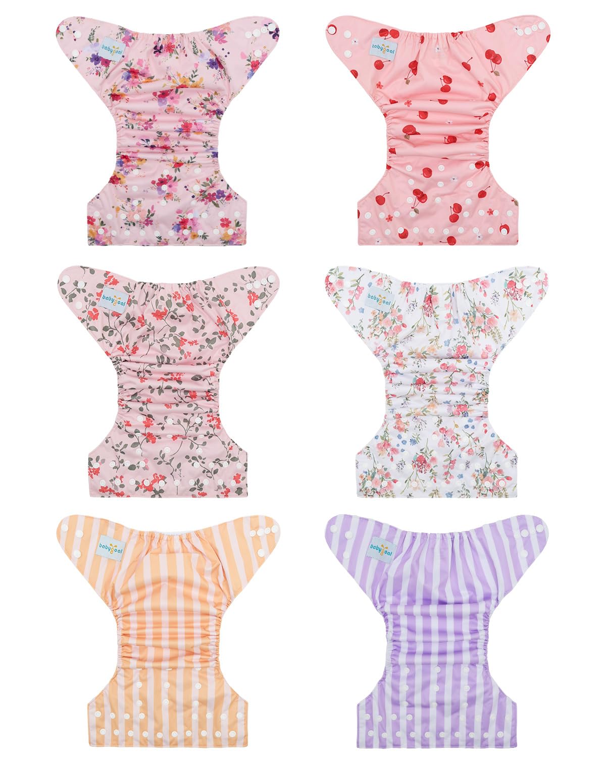 Babygoal cloth diaper covers on baby demonstrate comfortable, breathable daily wear.