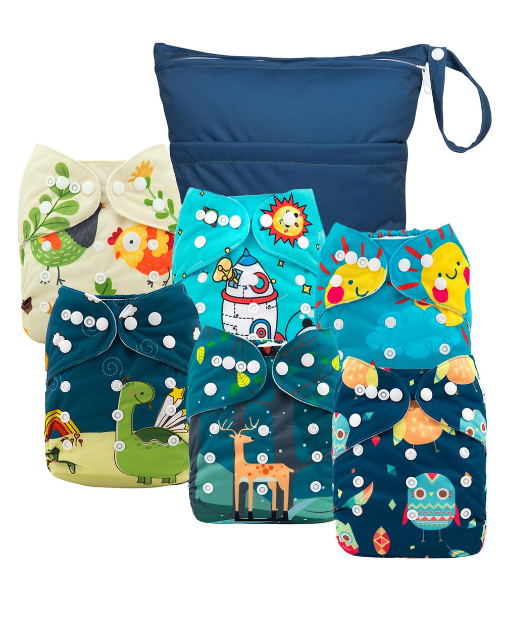 babygoal cloth diaper covers 6-pack with adjustable sizing for growing babies