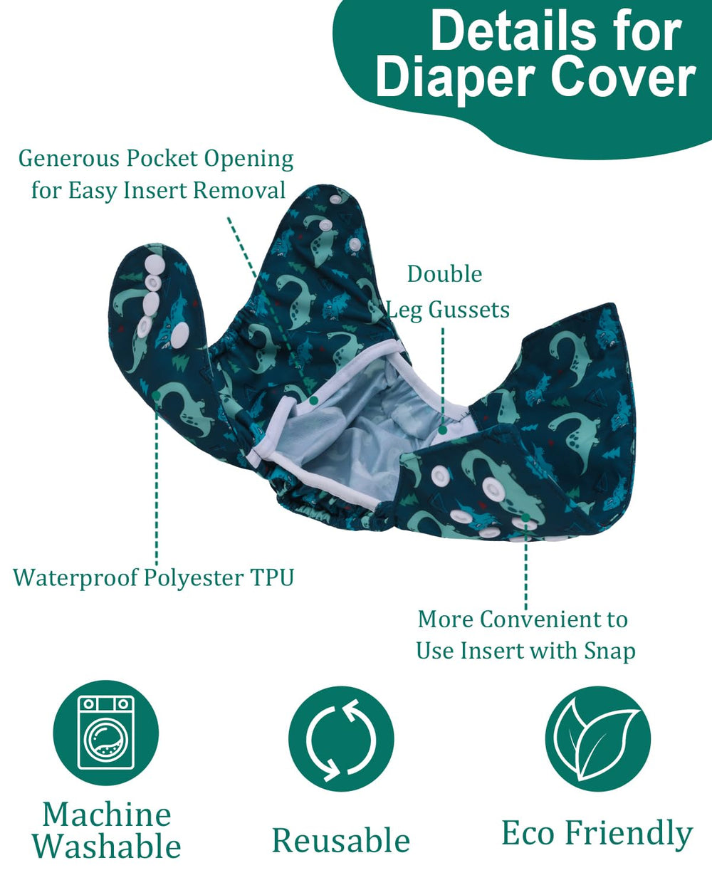 babygoal diaper covers with adjustable snaps for S, M, L sizing