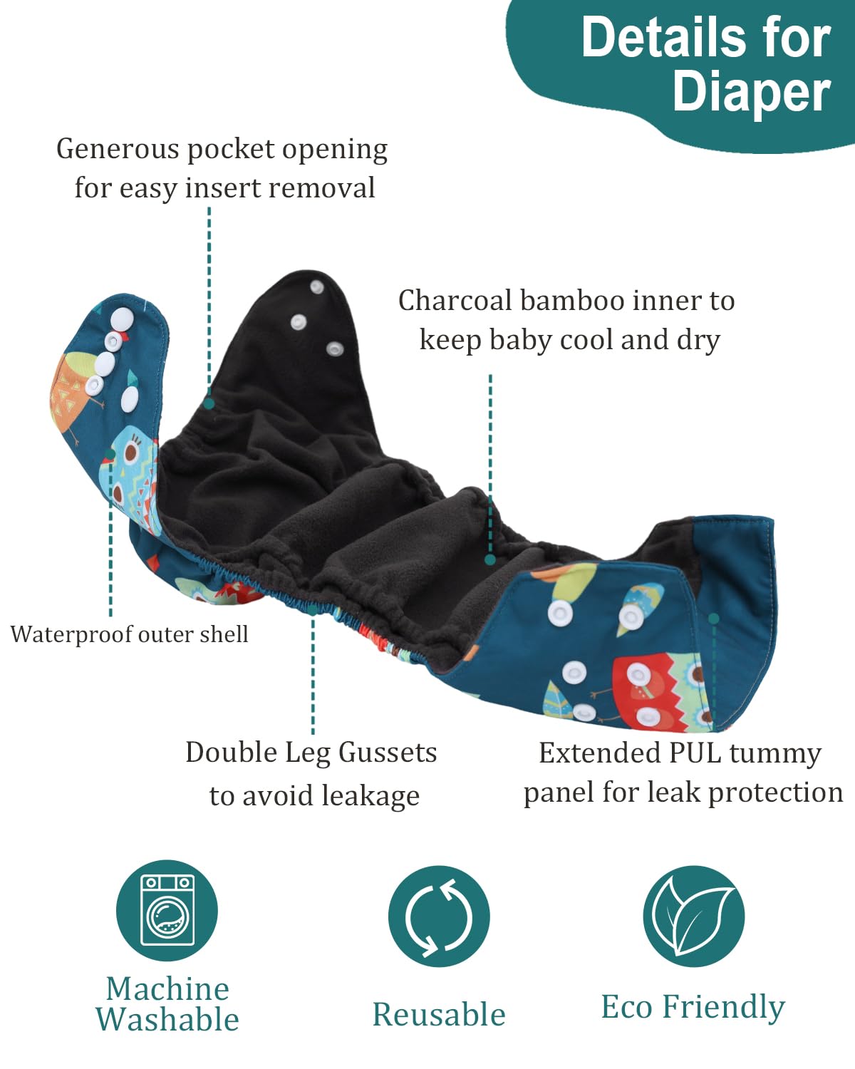 Babygoal diaper exterior with waterproof TPU layer for leak protection in daily use.