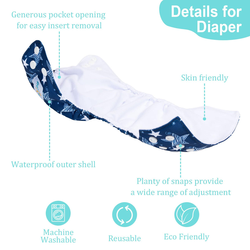 babygoal diaper inserts set of 6 for reliable absorbency and reuse